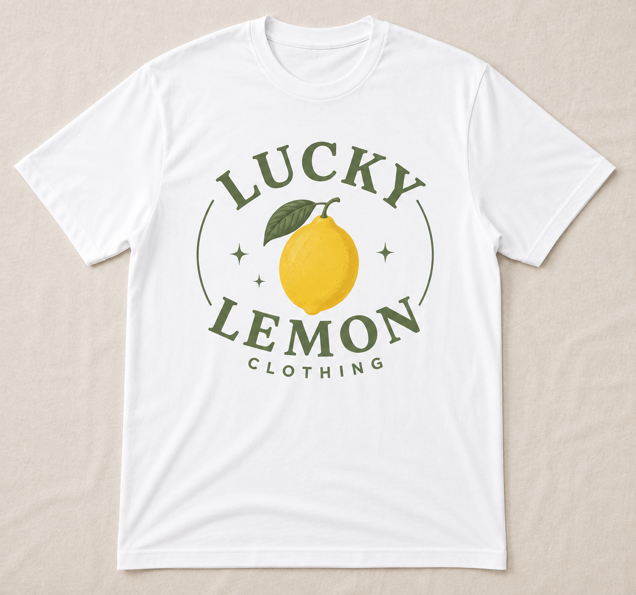 Lucky Lemon Basic Logo Tee in white with the large circular lemon badge logo printed across the front